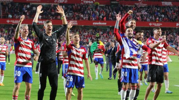 Celebración del ascenso a Primera División del Granada.