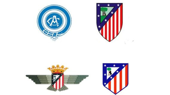 Arriba a la izquierda, el escudo original de 1903; arriba a la derecha, el de 1917; abajo a la izquierda, el de 1939; abajo a la derecha, el de 1947.