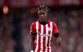 Nico Williams, en un partido con el Athletic Club esta temporada.
