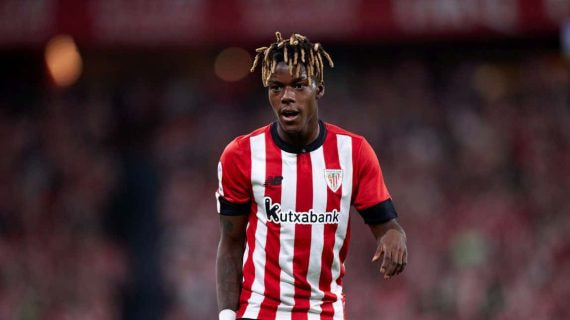 Nico Williams, en un partido con el Athletic Club esta temporada.