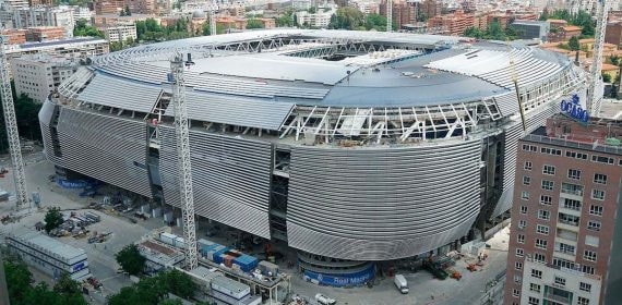 Obras en el estadio Santiago Bernabéu.