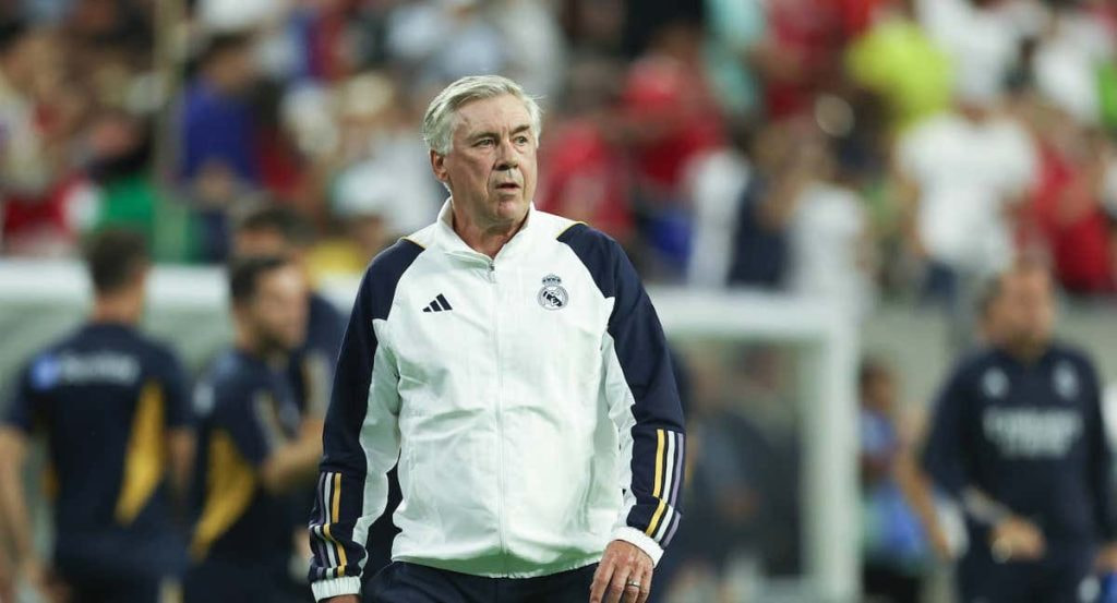 Carlo Ancelotti, durante el Real Madrid-Manchester United.