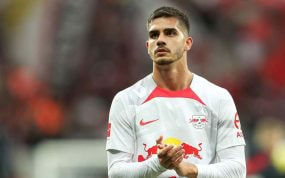 André Silva, durante un partido con el Leipzig de la presente temporada.
