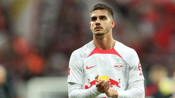 André Silva, durante un partido con el Leipzig de la presente temporada.