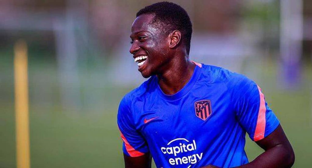 Ibraima Camara, durante un entrenamiento con el Atlético de Madrid.