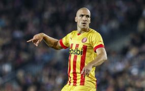 Oriol Romeu durante un partido con el Girona en el Camp Nou.
