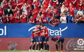 Osasuna celebra un gol en El Sadar.