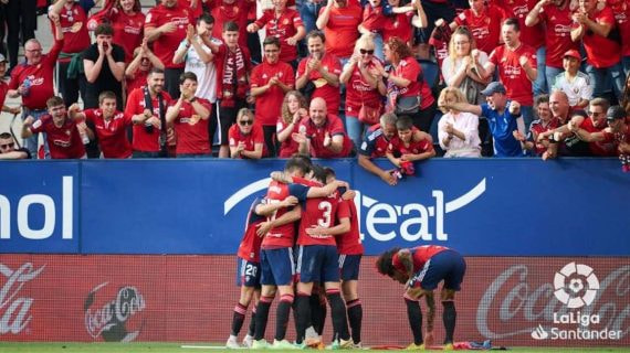 Osasuna celebra un gol en El Sadar.