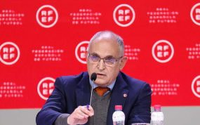 Andreu Camps durante una conferencia de prensa del Comité Técnico de Árbitros.