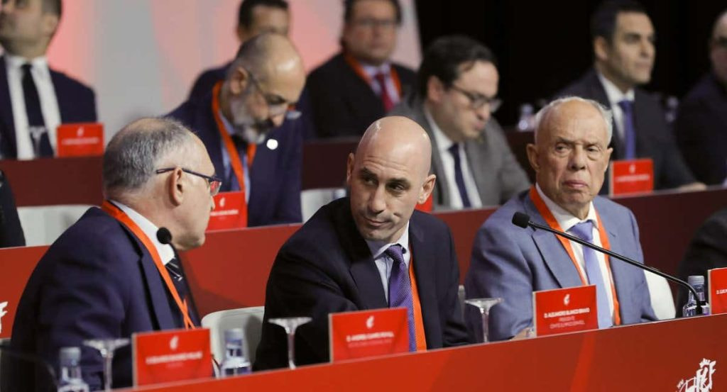 Luis Rubiales, durante una Asamblea General de la RFEF.