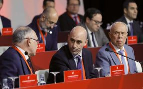 Luis Rubiales, durante una Asamblea General de la RFEF.