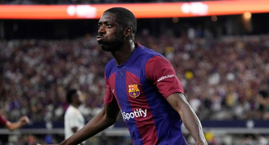 Ousmane Dembélé durante un partido del FC Barcelona.
