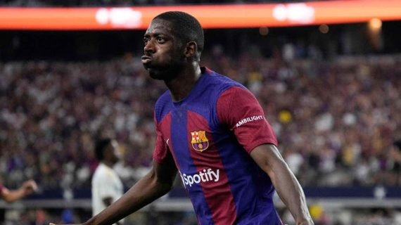 Ousmane Dembélé durante un partido del FC Barcelona.