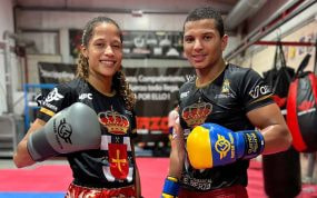 Débora Évora y Miguel Trindade, antes de un entrenamiento.