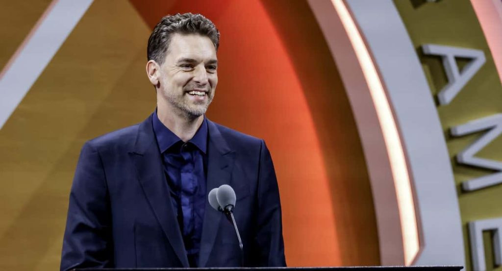 Pau Gasol, en la ceremonia que le convirtió en miembro del Salón de la Fama.