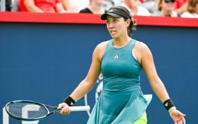 Jessica Pegula, durante su partido ante Swiatek en las semifinales de Montreal.