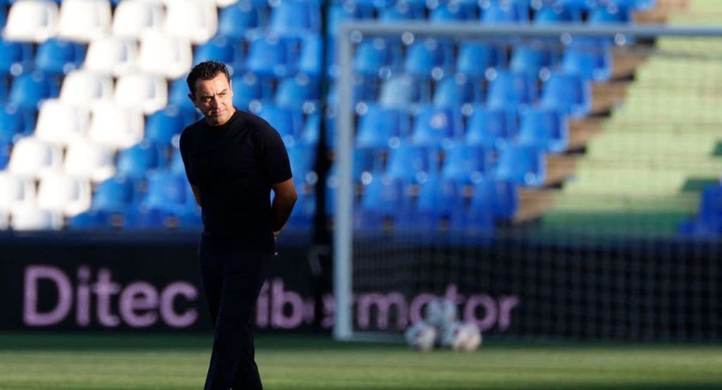 Xavi, en el Coliseum.