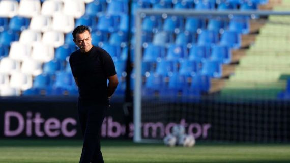 Xavi, en el Coliseum.