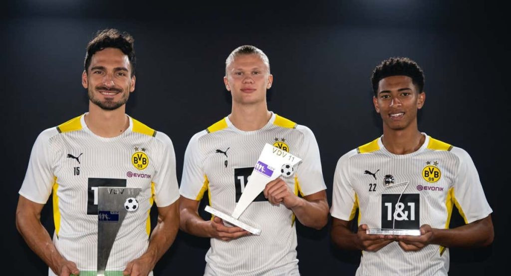 Haaland y Bellingham durante su etapa en el Dortmund. @