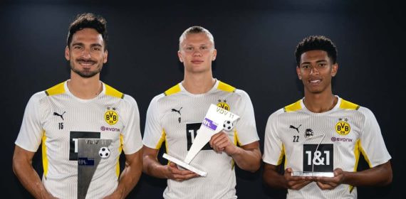 Haaland y Bellingham durante su etapa en el Dortmund. @