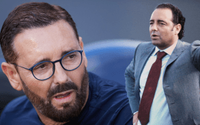 José Bordalás, antes del último partido entre el Real Madrid y el Getafe; y en su etapa como entrenador del Almería.