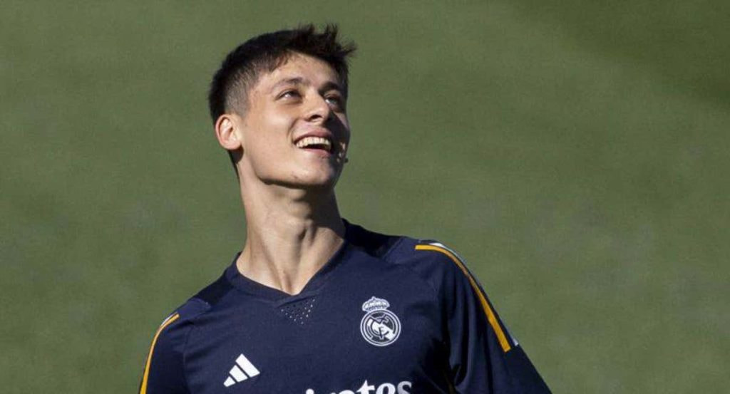 Arda Güler, en el último entrenamiento del Real Madrid.