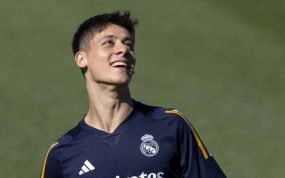 Arda Güler, en el último entrenamiento del Real Madrid.