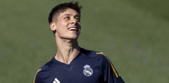 Arda Güler, en el último entrenamiento del Real Madrid.