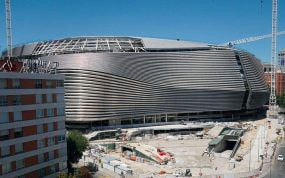 El estadio Santiago Bernabéu, en obras.
