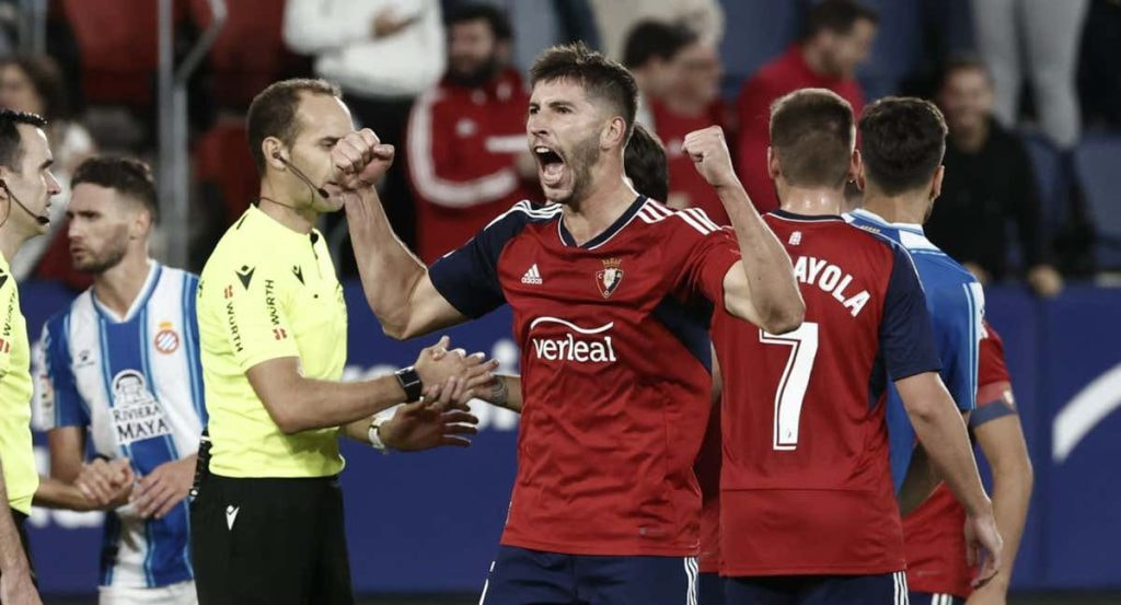 David García celebrando un gol con Osasuna, la temporada pasada.