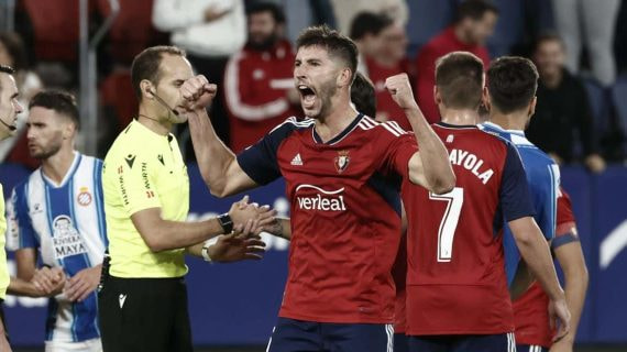 David García celebrando un gol con Osasuna, la temporada pasada.