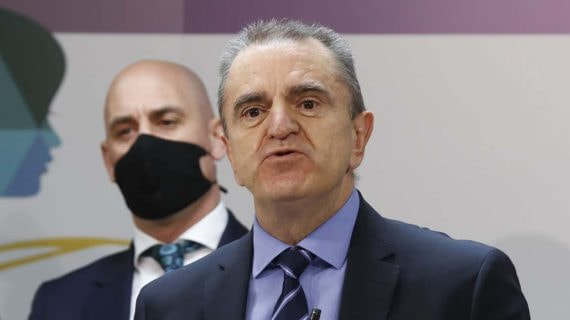Luis Rubiales y José Manuel Franco, en un encuentro celebrado el 14 de marzo de 2022, tras la reunión de la Comisión del CSD sobre el fútbol femenino.