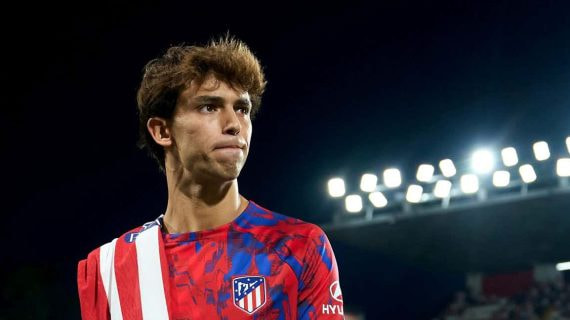 Joao Félix en el último partido del Atlético en Vallecas.