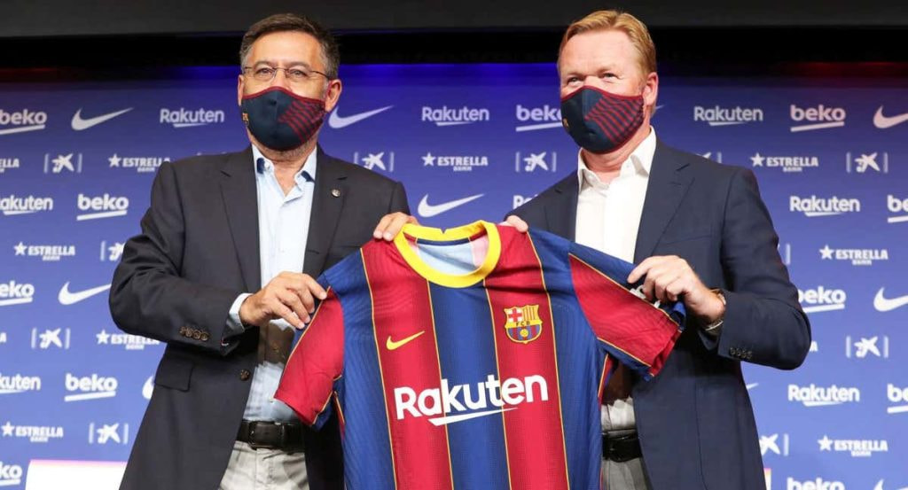 Josep Maria Bartomeu en la presentación de Ronald Koeman.