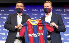 Josep Maria Bartomeu en la presentación de Ronald Koeman.