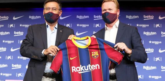 Josep Maria Bartomeu en la presentación de Ronald Koeman.