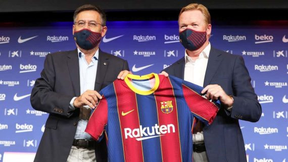 Josep Maria Bartomeu en la presentación de Ronald Koeman.