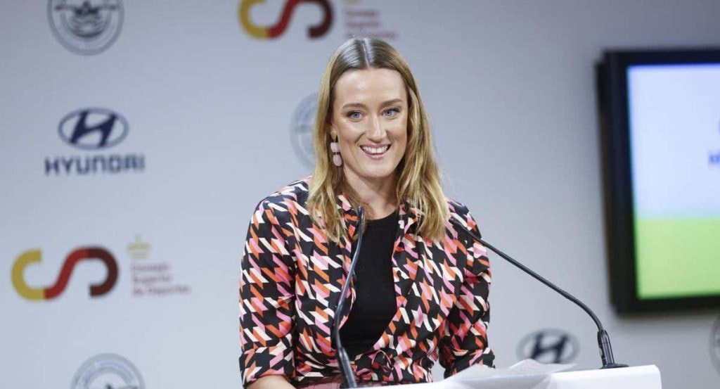 Mireia Belmonte durante la presentación de su nuevo proyecto junto a Hyundai en el CSD.