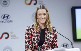 Mireia Belmonte durante la presentación de su nuevo proyecto junto a Hyundai en el CSD.