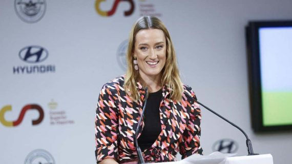 Mireia Belmonte durante la presentación de su nuevo proyecto junto a Hyundai en el CSD.