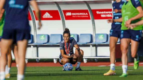 Montse Tomé durante un entrenamiento.