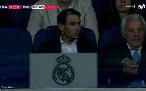 Rafael Nadal en el palco del Santiago Bernabéu para ver el Real Madrid - Real Sociedad.