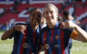 Alexia Putellas y Geyse Ferreira en un partido de Champions.