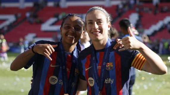 Alexia Putellas y Geyse Ferreira en un partido de Champions.