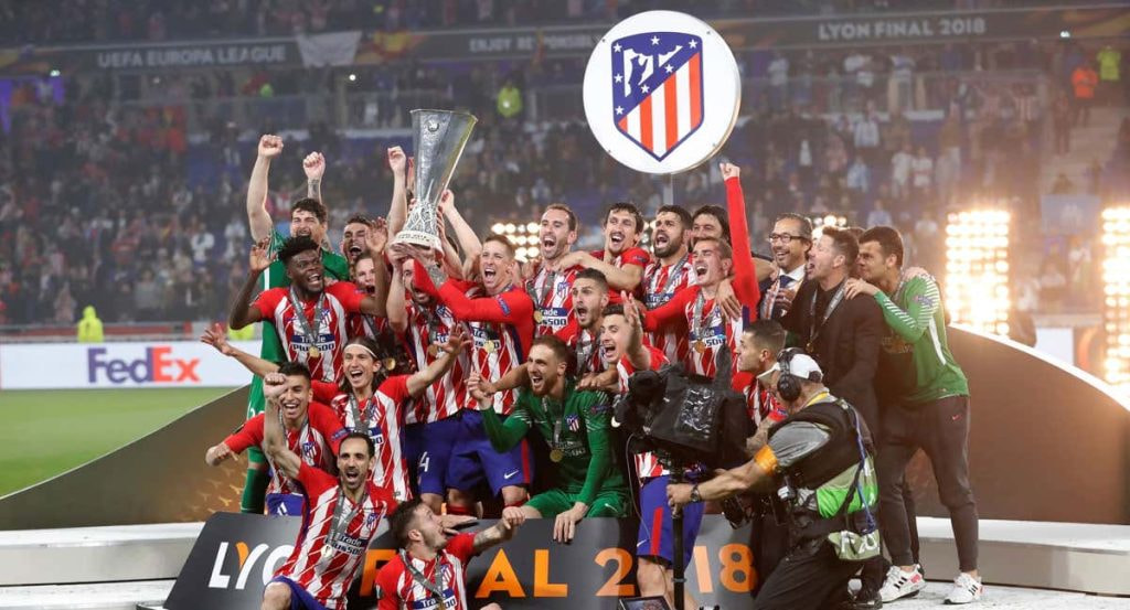 Jugadores del Atlético de Madrid celebrando la Europa League en 2018.