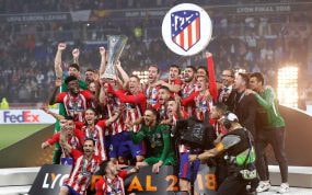 Jugadores del Atlético de Madrid celebrando la Europa League en 2018.