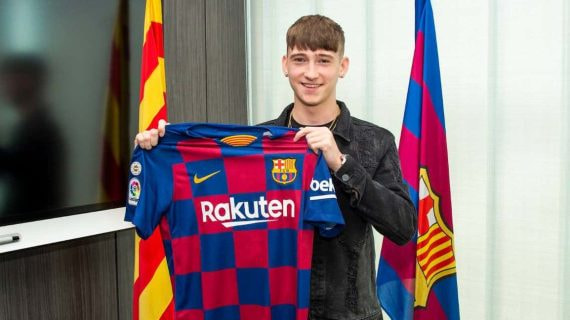 Louie Barry, en su presentación con el Barcelona.
