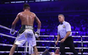 Leigh Wood noquea a Josh Warrington en un combate por el título mundial de peso pluma de la WBA.
