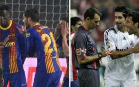 Gil Manzano y Clos Gómez en discusiones en el campo con el Barcelona y el Real Madrid, respectivamente.