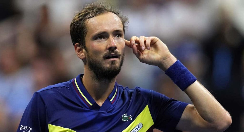 Daniil Medvedev celebra un punto durante el US Open.